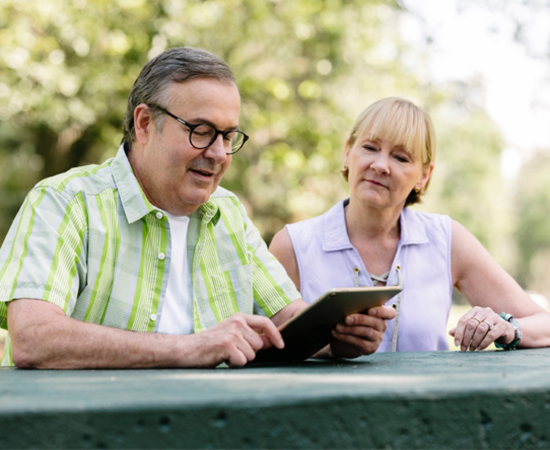Tom, treated with ONPATTRO® (patisiran), and Elizabeth, his spouse and caregiver.